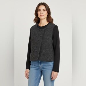 Loft Tweed Crop Jacket Black Size 12